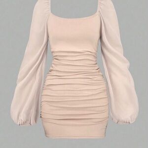 Long sleeve cream dress